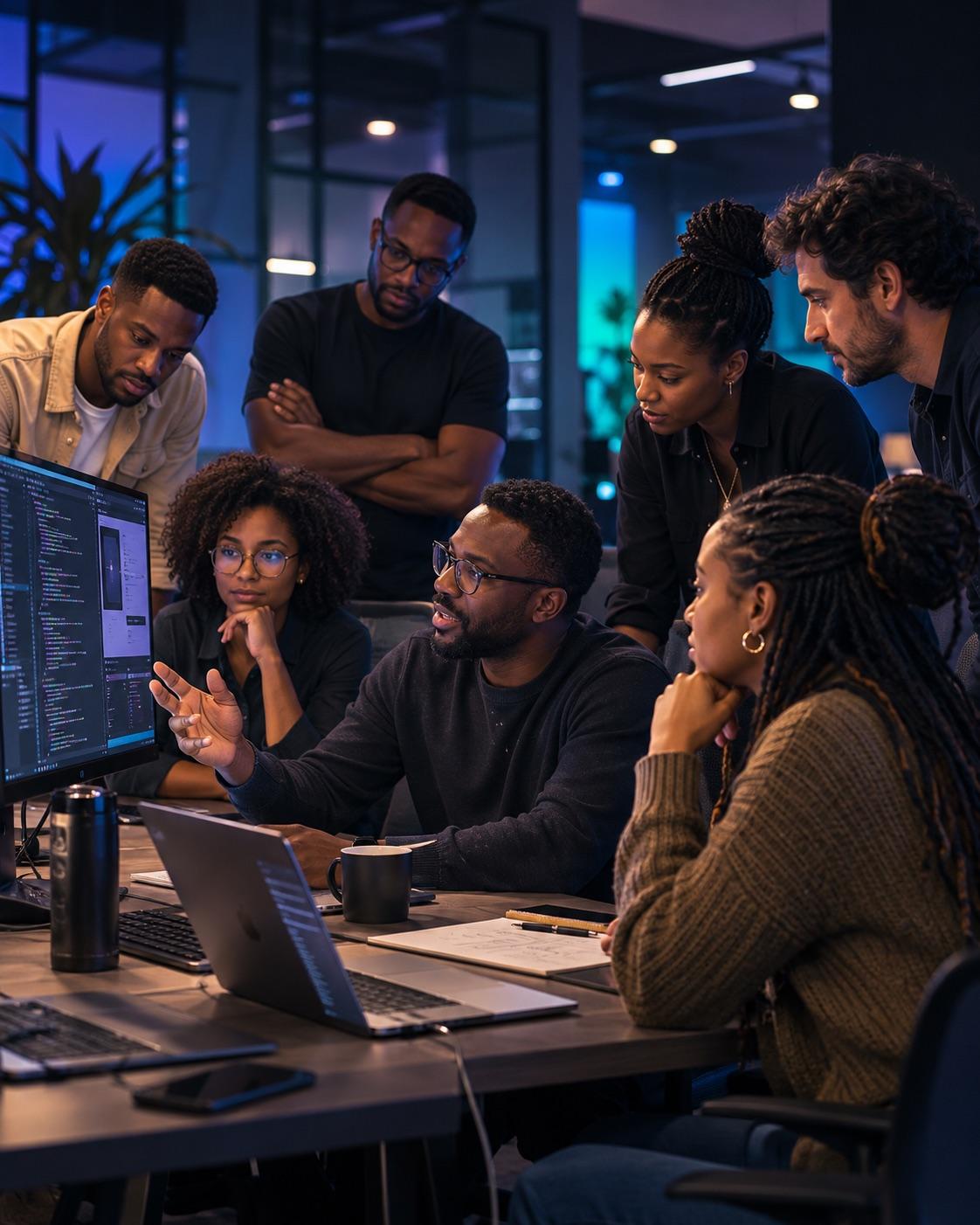 The IT Hero team collaborating in the studio