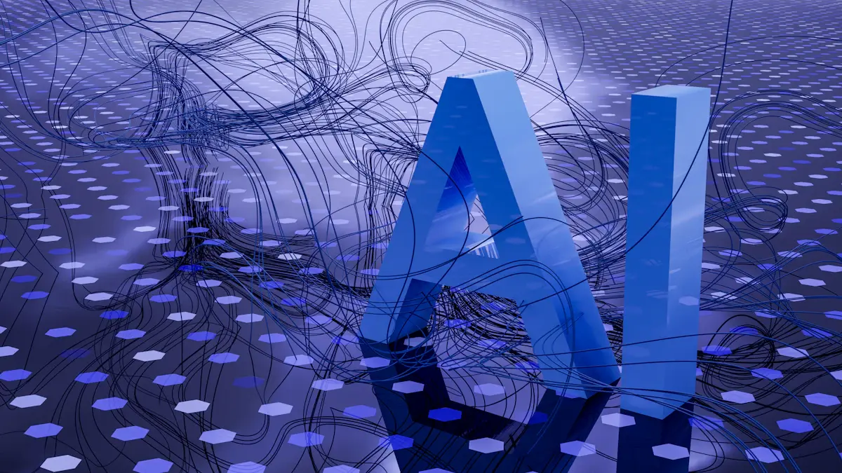 The letters AI over a network of connected nodes